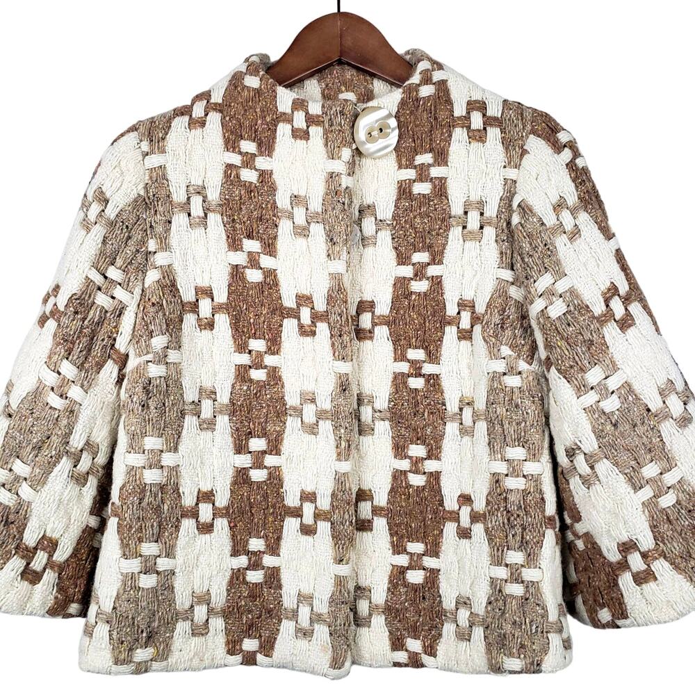 Beth Bowley Woven Jacket Button Snap 3/4 Sleeve - 2